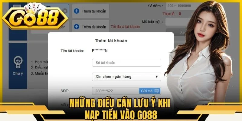 Nạp Tiền Go88 - Quy Trình Giao Dịch Nhanh Chóng, Dễ Thực Hiện 3 Những điều cần lưu ý khi nạp tiền vào Go88